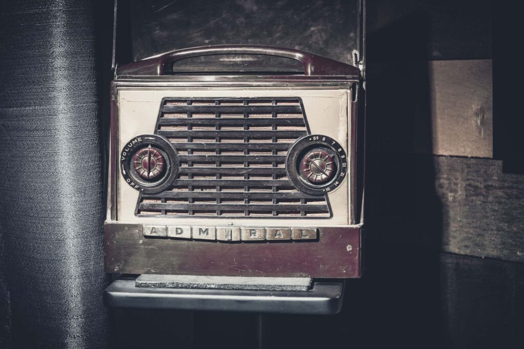 Photo of vintage radio at push button productions studio